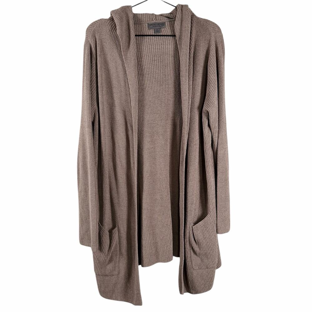 Barefoot Dreams Cozychic Ultra Lite Knit Cardigan Ribbed Hooded Lounge Size XL
